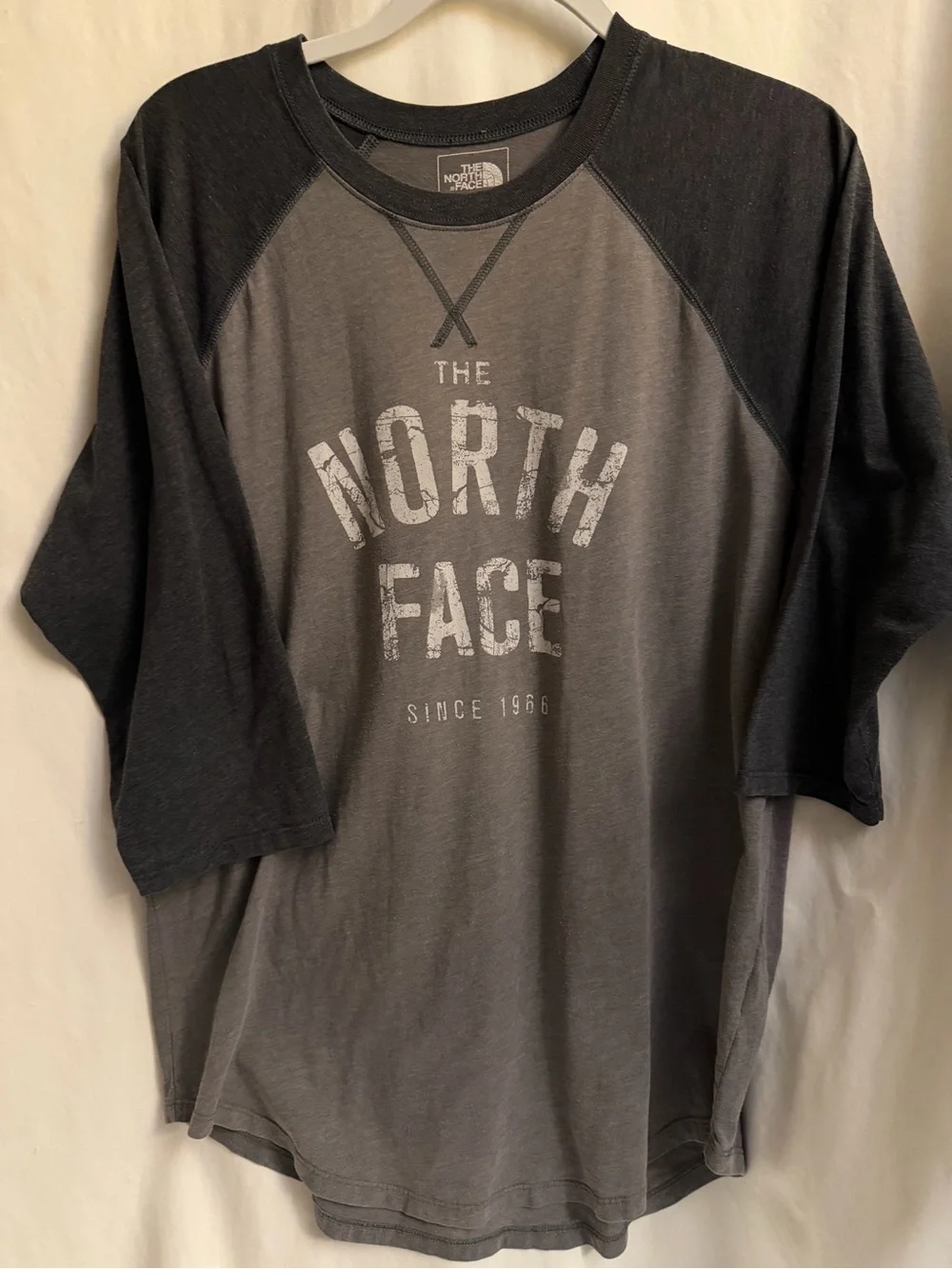 North Face shirt with two toned gray in men’s size Large